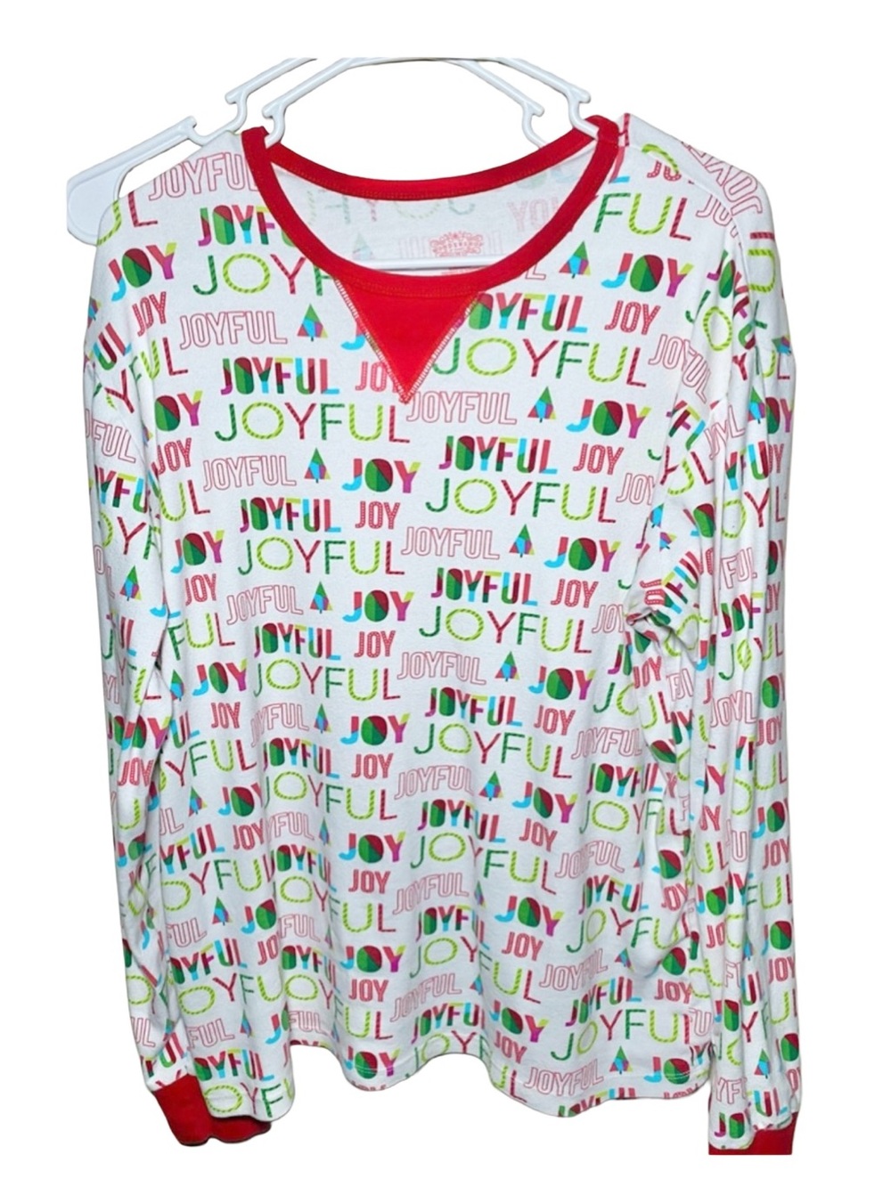 Wondershop Mens Sleep Shirt White Christmas Long Sleeve Joyful Cotton L